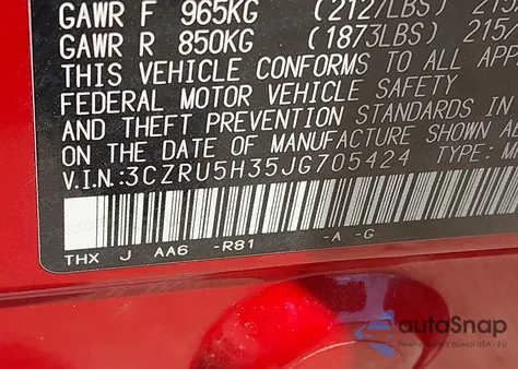 2018 Honda Hr-V Lx из США, поврежденный, VIN 3CZRU5H35JG705424